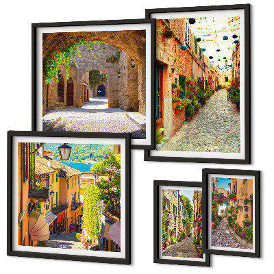 Set di quadri incorniciati Incantevoli strade verdi della città