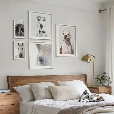 Ritratti di animali moderni polittico con cornice