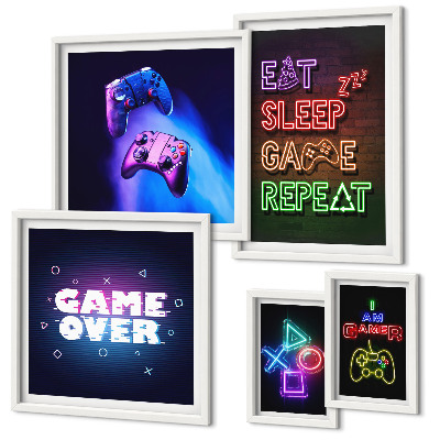 Set di quadri incorniciati temi neon per videogiochi