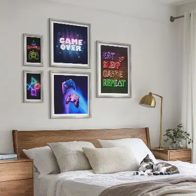 Set di quadri incorniciati a tema neon per videogiochi