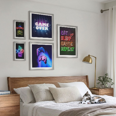 Set di quadri incorniciati temi neon per videogiochi