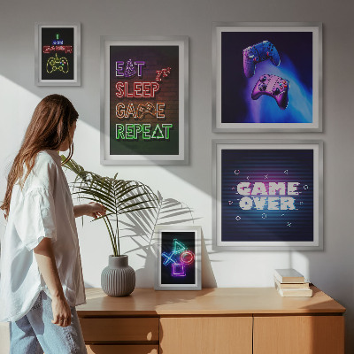 Set di quadri incorniciati temi neon per videogiochi