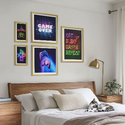Set di quadri incorniciati temi neon per videogiochi
