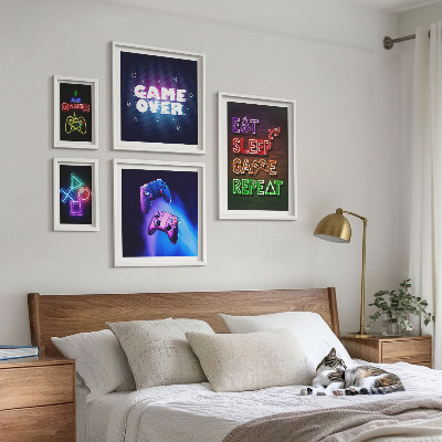 Set di quadri incorniciati temi neon per videogiochi
