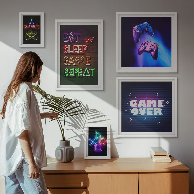 Set di quadri incorniciati temi neon per videogiochi