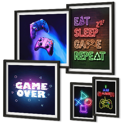 Set di quadri incorniciati temi neon per videogiochi