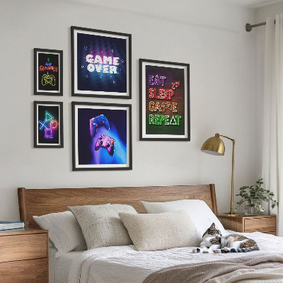 Set di quadri incorniciati temi neon per videogiochi