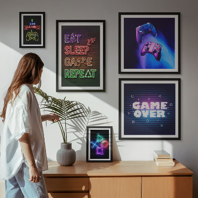 Set di quadri incorniciati temi neon per videogiochi