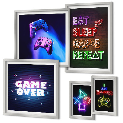 Set di quadri incorniciati temi neon per videogiochi