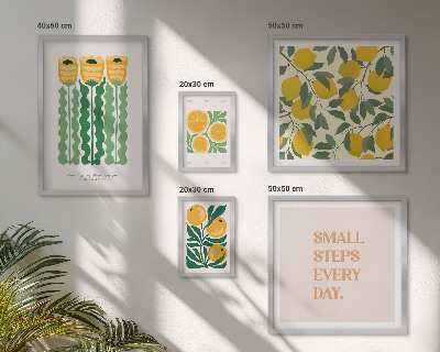 Set di 5 quadri Fiori agrumi slogan positivi