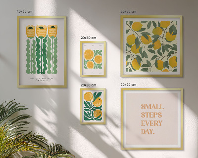 Set di 5 quadri Fiori agrumi slogan positivi