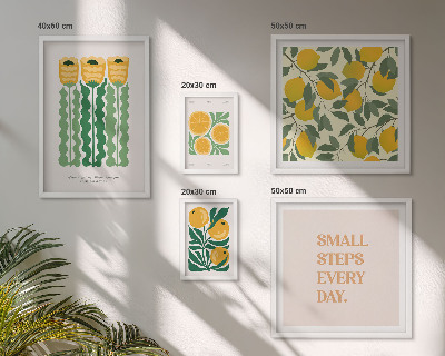 Set di 5 quadri Fiori agrumi slogan positivi
