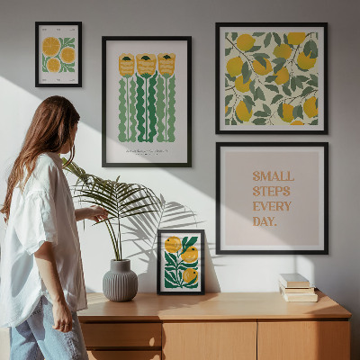 Set di 5 quadri Fiori agrumi slogan positivi