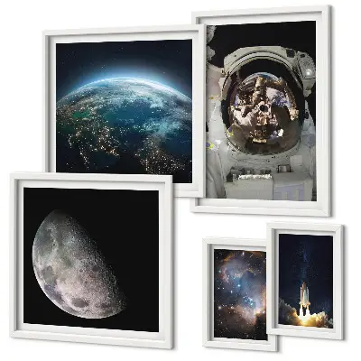 Set di quadri incorniciati con stampa di scoperte spaziali degli astronauti