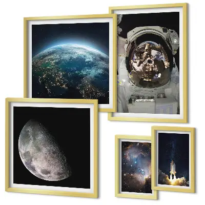 Set di quadri incorniciati con stampa di scoperte spaziali degli astronauti