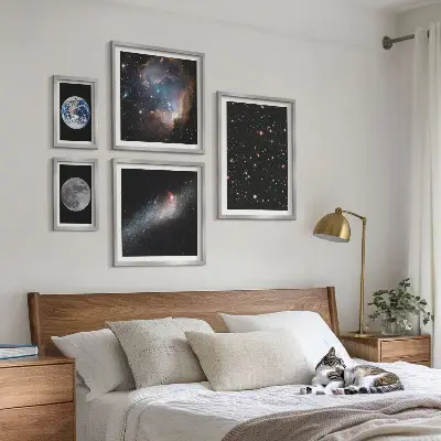 Set di 5 quadri con paesaggi cosmici della galassia