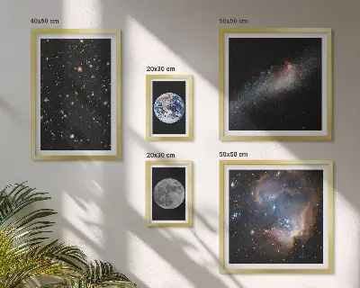 Set di 5 quadri con paesaggi cosmici della galassia