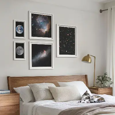 Set di 5 quadri con paesaggi cosmici della galassia
