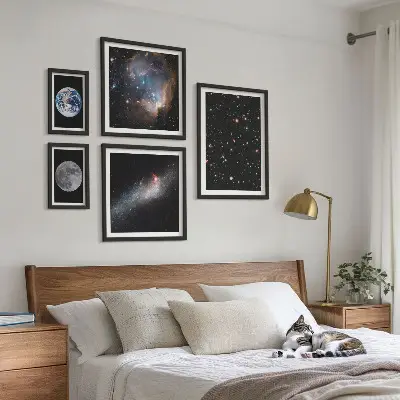 Set di 5 quadri con paesaggi cosmici della galassia