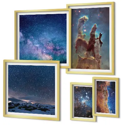 Set di quadri incorniciati con paesaggi cosmici delle galassie