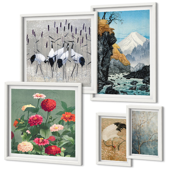 Polittico con cornice Paesaggi naturali con fiori