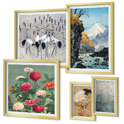 Polittico con cornice Paesaggi naturali con fiori