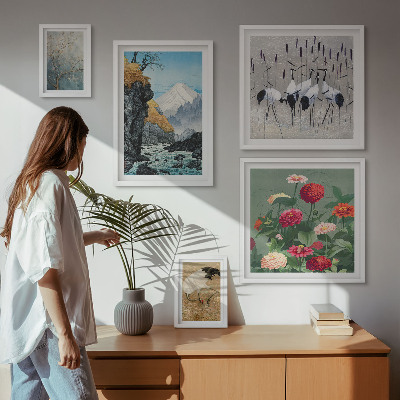 Polittico con cornice Paesaggi naturali con fiori