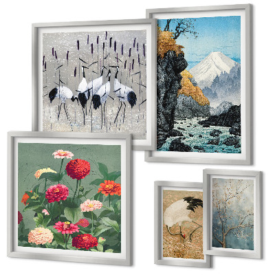 Polittico con cornice Paesaggi naturali con fiori