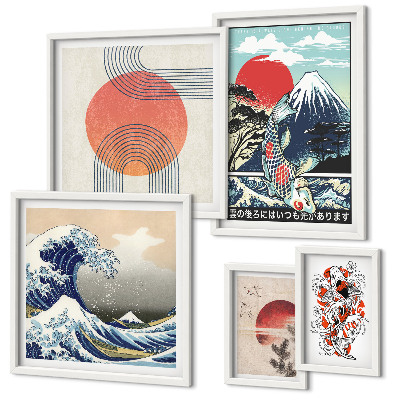Set di quadri incorniciati Motivi artistici giapponesi: onde