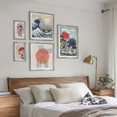 Set di quadri incorniciati Motivi artistici giapponesi: onde