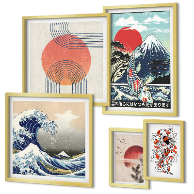 Set di quadri incorniciati Motivi artistici giapponesi: onde