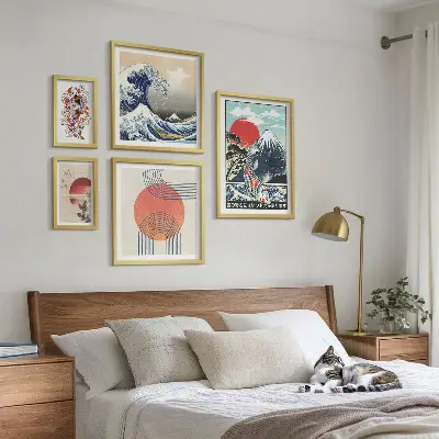 Set di quadri incorniciati motivi artistici con onde giapponesi