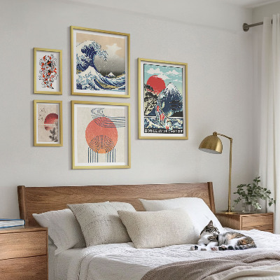 Set di quadri incorniciati Motivi artistici giapponesi: onde