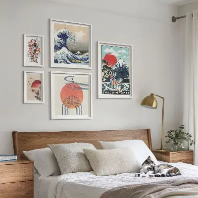 Set di quadri incorniciati motivi artistici con onde giapponesi