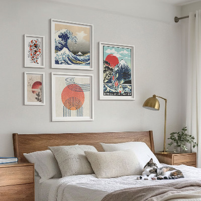 Set di quadri incorniciati Motivi artistici giapponesi: onde