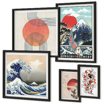 Set di quadri incorniciati Motivi artistici giapponesi: onde