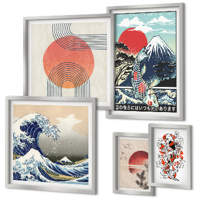 Set di quadri incorniciati Motivi artistici giapponesi: onde