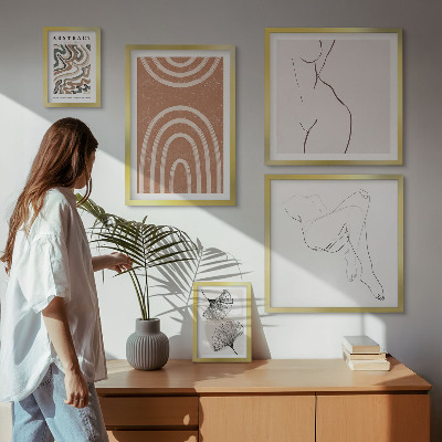 Polittico con cornice Eleganti figure astratte