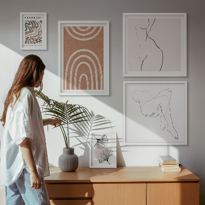 Polittico con cornice Eleganti figure astratte