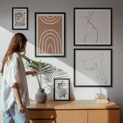 Polittico con cornice Eleganti figure astratte