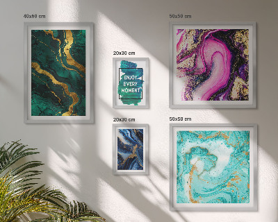 Set di 5 quadri Motivi astratti con colori verde e viola