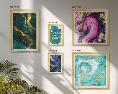 Set di 5 quadri Motivi astratti con colori verde e viola