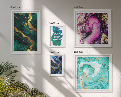 Set di 5 quadri Motivi astratti con colori verde e viola