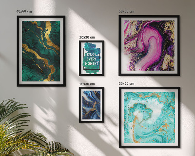 Set di 5 quadri Motivi astratti con colori verde e viola