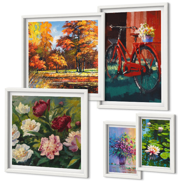 Set di quadri incorniciati Fiori nel paesaggio primaverile