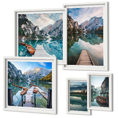 Set di quadri incorniciati laghi di montagna e natura