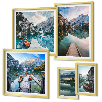 Set di quadri incorniciati laghi di montagna e natura