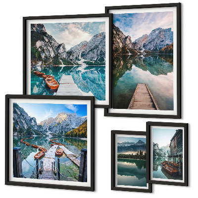Set di quadri incorniciati laghi di montagna e natura