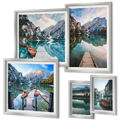 Set di quadri incorniciati laghi di montagna e natura