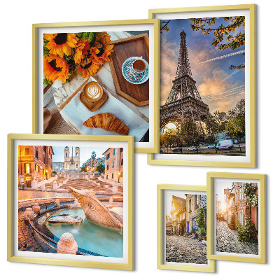 Set di 5 quadri Vista suggestiva del caffè